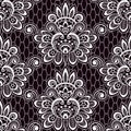 Vector Seamless Pattern. Lace Print. Flowers, Palms. Royalty Free Stock Photo